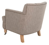 Safavieh Colin Tufted Club Chair with Brass Nail Heads Taupe HUD8212F