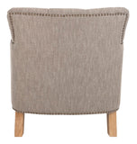 Safavieh Colin Tufted Club Chair with Brass Nail Heads Taupe HUD8212F