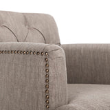 Safavieh Colin Tufted Club Chair with Brass Nail Heads Taupe HUD8212F