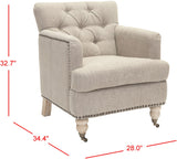 Safavieh Colin Tufted Club Chair with Brass Nail Heads Taupe HUD8212F