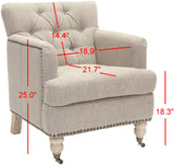 Safavieh Colin Tufted Club Chair with Brass Nail Heads Taupe HUD8212F