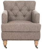 Safavieh Colin Tufted Club Chair with Brass Nail Heads Taupe HUD8212F