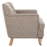 Safavieh Colin Tufted Club Chair with Brass Nail Heads Taupe HUD8212F