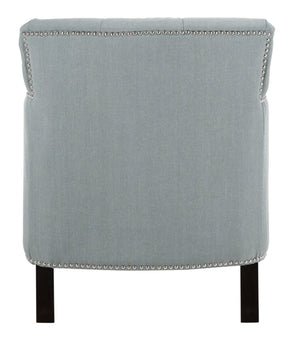 Safavieh Colin Tufted Club Chair - Timeless Accent Piece With Brass Nailhead Trim For Elegant Spaces Sky Blue HUD8212K