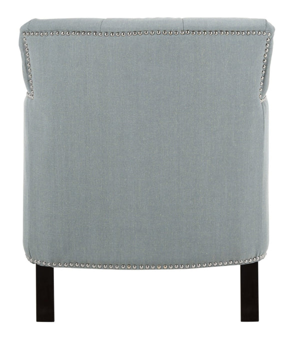 Safavieh Colin Tufted Club Chair - Timeless Accent Piece With Brass Nailhead Trim For Elegant Spaces Sky Blue HUD8212K