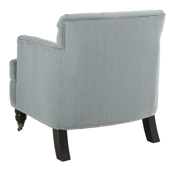 Safavieh Colin Tufted Club Chair - Timeless Accent Piece With Brass Nailhead Trim For Elegant Spaces Sky Blue HUD8212K