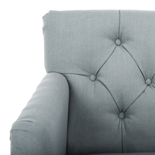 Safavieh Colin Tufted Club Chair - Timeless Accent Piece With Brass Nailhead Trim For Elegant Spaces Sky Blue HUD8212K