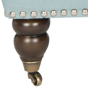 Safavieh Colin Tufted Club Chair - Timeless Accent Piece With Brass Nailhead Trim For Elegant Spaces Sky Blue HUD8212K