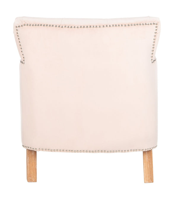 Safavieh Colin Tufted Club Chair - Timeless Accent Piece With Brass Nailhead Trim For Elegant Spaces Blush / White Washed HUD8212L