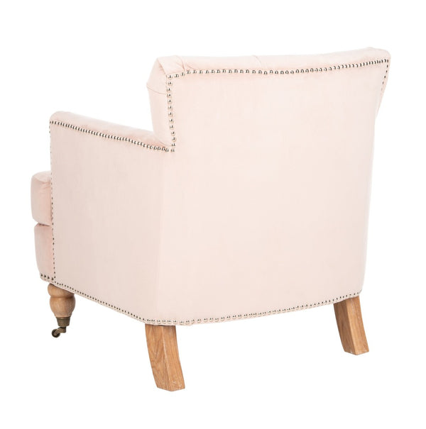 Safavieh Colin Tufted Club Chair - Timeless Accent Piece With Brass Nailhead Trim For Elegant Spaces Blush / White Washed HUD8212L