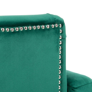 Safavieh Colin Tufted Club Chair - Luxurious Emerald Green Velvet With Timeless Design & Sturdy Espresso Legs HUD8212M
