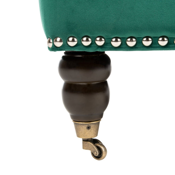 Safavieh Colin Tufted Club Chair - Luxurious Emerald Green Velvet With Timeless Design & Sturdy Espresso Legs HUD8212M