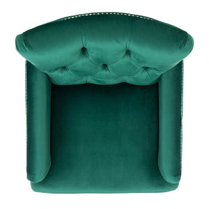 Safavieh Colin Tufted Club Chair - Luxurious Emerald Green Velvet With Timeless Design & Sturdy Espresso Legs HUD8212M