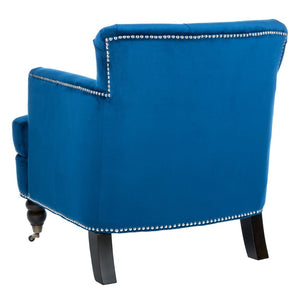 Safavieh Colin Tufted Club Chair In Emerald Green Velvet - Elegant Button-Tufting & Sturdy Birch Legs HUD8212N