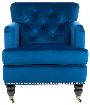 Safavieh Colin Tufted Club Chair In Emerald Green Velvet - Elegant Button-Tufting & Sturdy Birch Legs HUD8212N