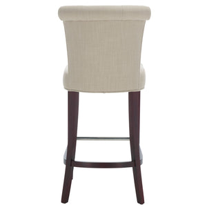 Safavieh Addo Bar Stool - Classic Tufted Design In True Taupe Fabric, Solid Birch Frame, Perfect For Home Bars HUD8218A