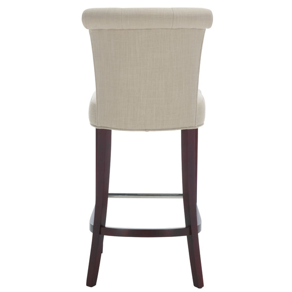 Safavieh Addo Bar Stool - Classic Tufted Design In True Taupe Fabric, Solid Birch Frame, Perfect For Home Bars HUD8218A