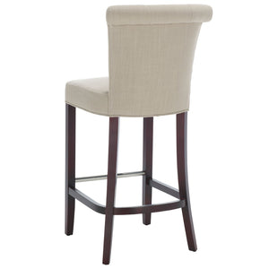 Safavieh Addo Bar Stool - Classic Tufted Design In True Taupe Fabric, Solid Birch Frame, Perfect For Home Bars HUD8218A
