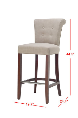 Safavieh Addo Bar Stool - Classic Tufted Design In True Taupe Fabric, Solid Birch Frame, Perfect For Home Bars HUD8218A