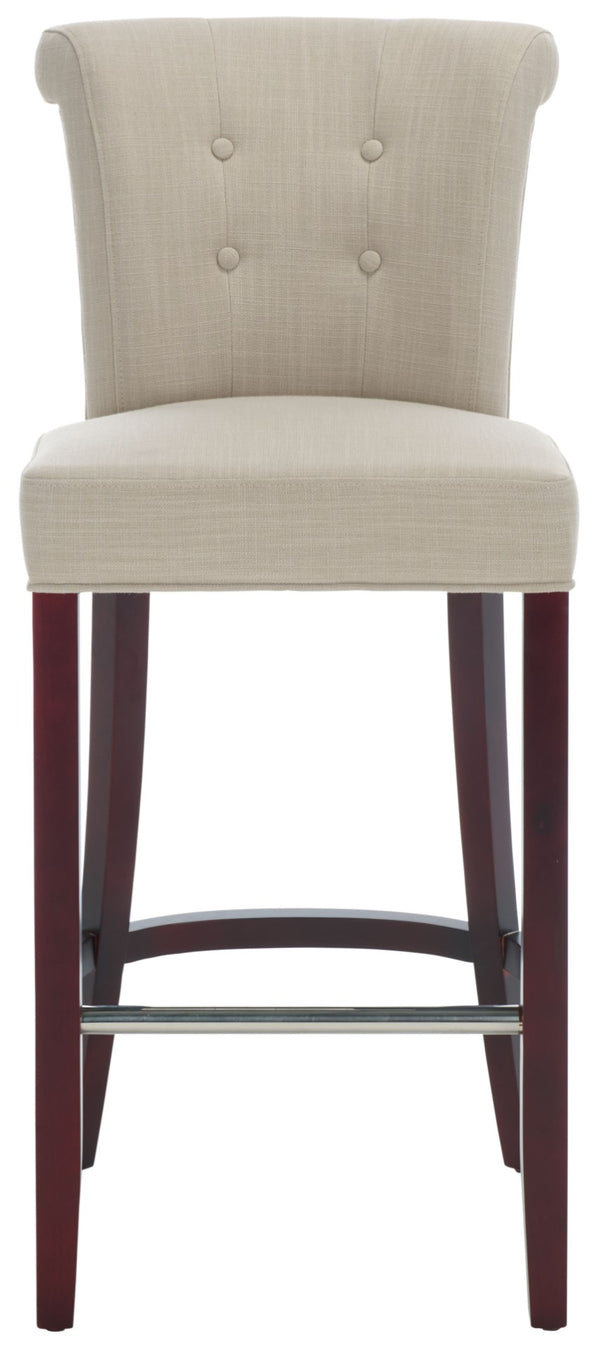 Safavieh Addo Bar Stool - Classic Tufted Design In True Taupe Fabric, Solid Birch Frame, Perfect For Home Bars HUD8218A