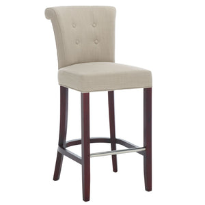 Safavieh Addo Bar Stool - Classic Tufted Design In True Taupe Fabric, Solid Birch Frame, Perfect For Home Bars HUD8218A