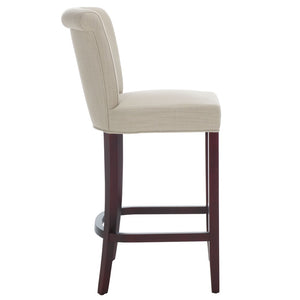 Safavieh Addo Bar Stool - Classic Tufted Design In True Taupe Fabric, Solid Birch Frame, Perfect For Home Bars HUD8218A