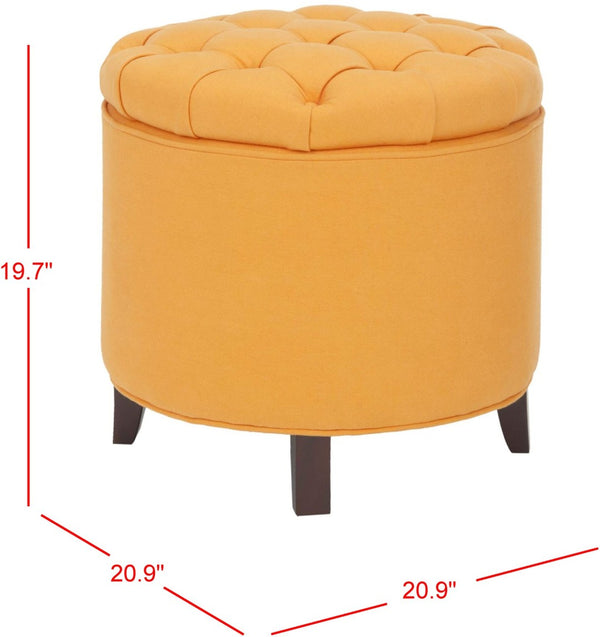 Safavieh Amelia Tufted Storage Ottoman - Chic Accent Piece With Lift-Top Storage For Stylish Living Spaces Tangerine HUD8220D