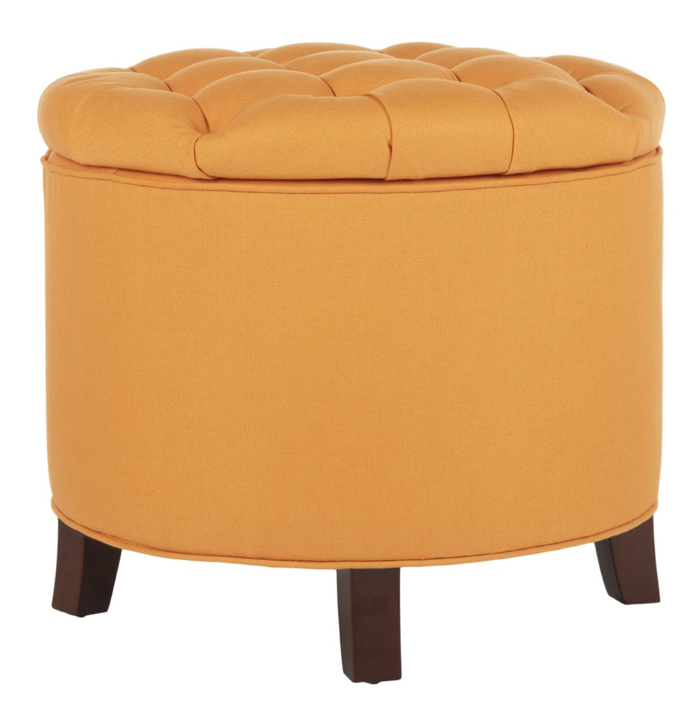 Safavieh Amelia Tufted Storage Ottoman - Chic Accent Piece With Lift-Top Storage For Stylish Living Spaces Tangerine HUD8220D