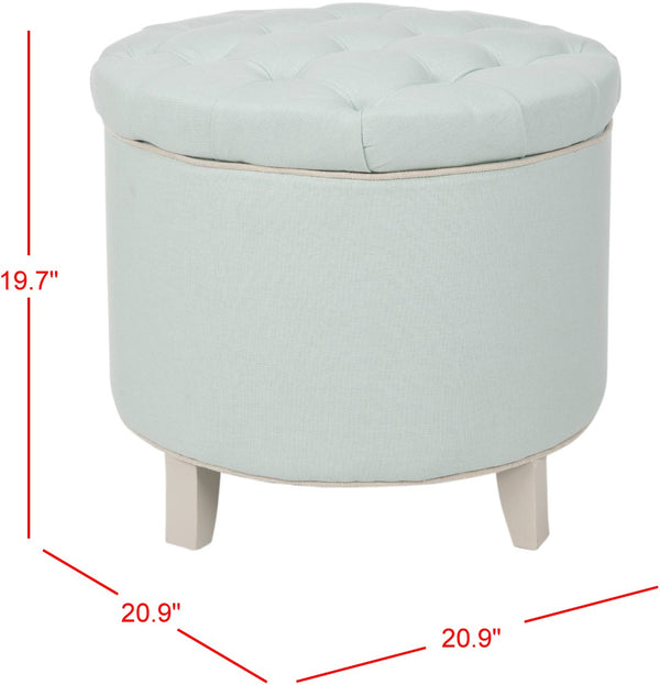 Safavieh Amelia Tufted Storage Ottoman Robins Egg Blue HUD8220L