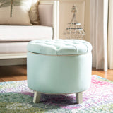 Safavieh Amelia Tufted Storage Ottoman Robins Egg Blue HUD8220L