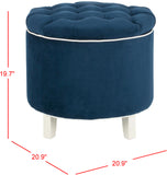 Safavieh Amelia Tufted Storage Ottoman Navy HUD8220N