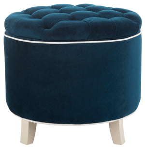 Safavieh Amelia Tufted Storage Ottoman Navy HUD8220N