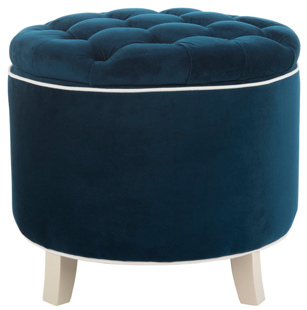 Safavieh Amelia Tufted Storage Ottoman Navy HUD8220N