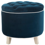 Safavieh Amelia Tufted Storage Ottoman Navy HUD8220N