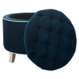 Safavieh Amelia Tufted Storage Ottoman Navy HUD8220N