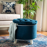 Safavieh Amelia Tufted Storage Ottoman Navy HUD8220N