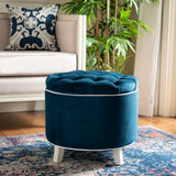 Safavieh Amelia Tufted Storage Ottoman Navy HUD8220N