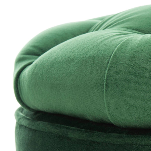 Safavieh Amelia Tufted Storage Ottoman - Chic Accent Piece With Lift-Top Storage For Stylish Living Spaces Emerald HUD8220P