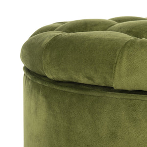 Safavieh Amelia Tufted Storage Ottoman - Chic Accent Piece With Lift-Top Storage For Stylish Living Spaces Fern Green HUD8220R