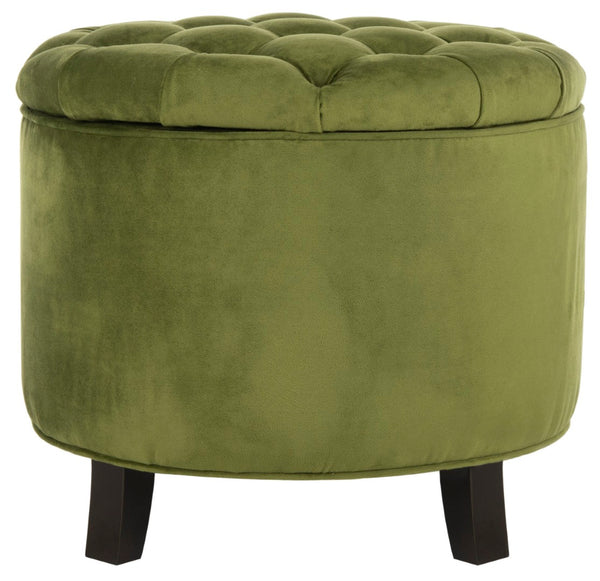 Safavieh Amelia Tufted Storage Ottoman - Chic Accent Piece With Lift-Top Storage For Stylish Living Spaces Fern Green HUD8220R