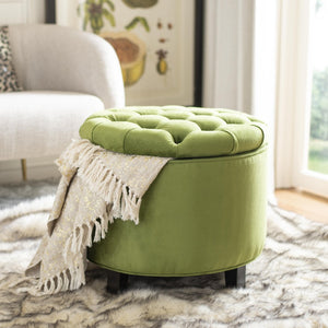 Safavieh Amelia Tufted Storage Ottoman - Chic Accent Piece With Lift-Top Storage For Stylish Living Spaces Fern Green HUD8220R