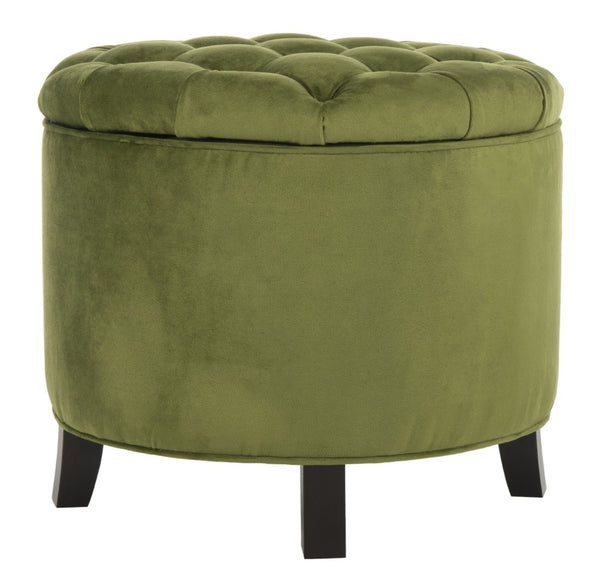 Safavieh Amelia Tufted Storage Ottoman - Chic Accent Piece With Lift-Top Storage For Stylish Living Spaces Fern Green HUD8220R