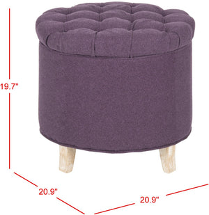 Safavieh Amelia Tufted Storage Ottoman - Chic Accent Piece With Lift-Top Storage For Stylish Living Spaces Plum HUD8220T