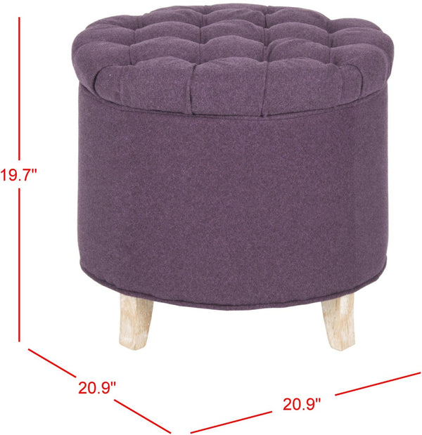 Safavieh Amelia Tufted Storage Ottoman - Chic Accent Piece With Lift-Top Storage For Stylish Living Spaces Plum HUD8220T