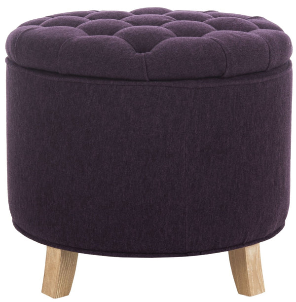 Safavieh Amelia Tufted Storage Ottoman - Chic Accent Piece With Lift-Top Storage For Stylish Living Spaces Plum HUD8220T
