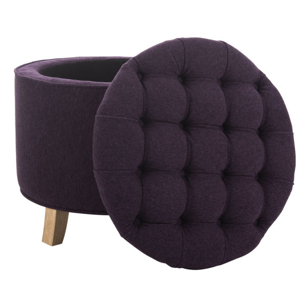 Safavieh Amelia Tufted Storage Ottoman - Chic Accent Piece With Lift-Top Storage For Stylish Living Spaces Plum HUD8220T