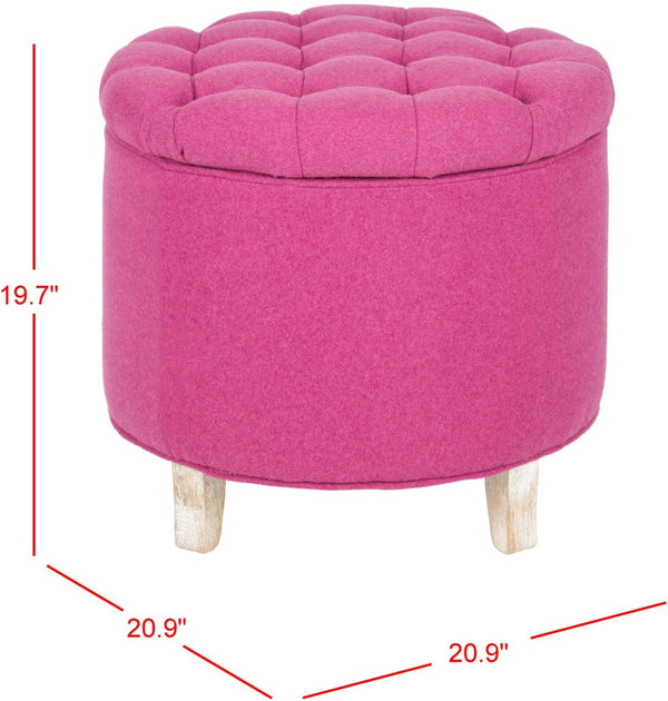 Safavieh Amelia Tufted Storage Ottoman - Chic Accent Piece With Lift-Top Storage For Stylish Living Spaces Berry HUD8220U