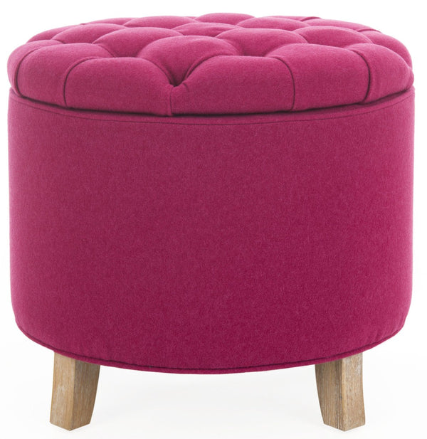 Safavieh Amelia Tufted Storage Ottoman - Chic Accent Piece With Lift-Top Storage For Stylish Living Spaces Berry HUD8220U