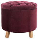 Safavieh Amelia Tufted Storage Ottoman Bordeaux HUD8220X