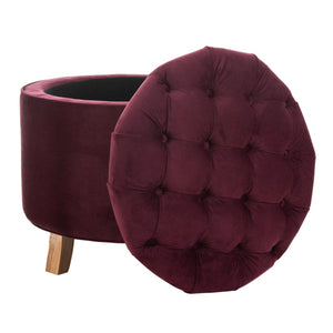 Safavieh Amelia Tufted Storage Ottoman Bordeaux HUD8220X